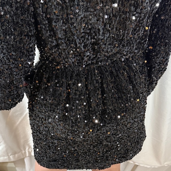 DEAR JOHN BLACK SEQUIN LONG SLEEVE MINI DRESS XS NWT - Picture 10 of 11